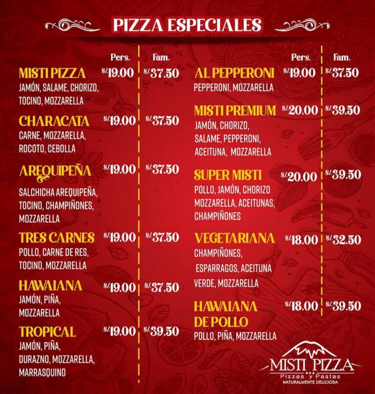 Misti Pizza Menu 2